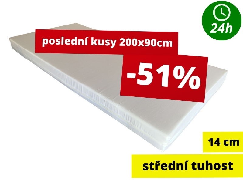 Matrace N2540 - středně tuhá matrace 200x90x14cm - 51%